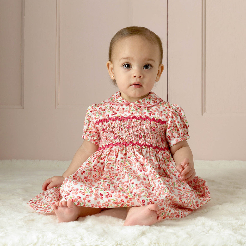 Forget Me Not Smocked Dress & Bloomers, Pink