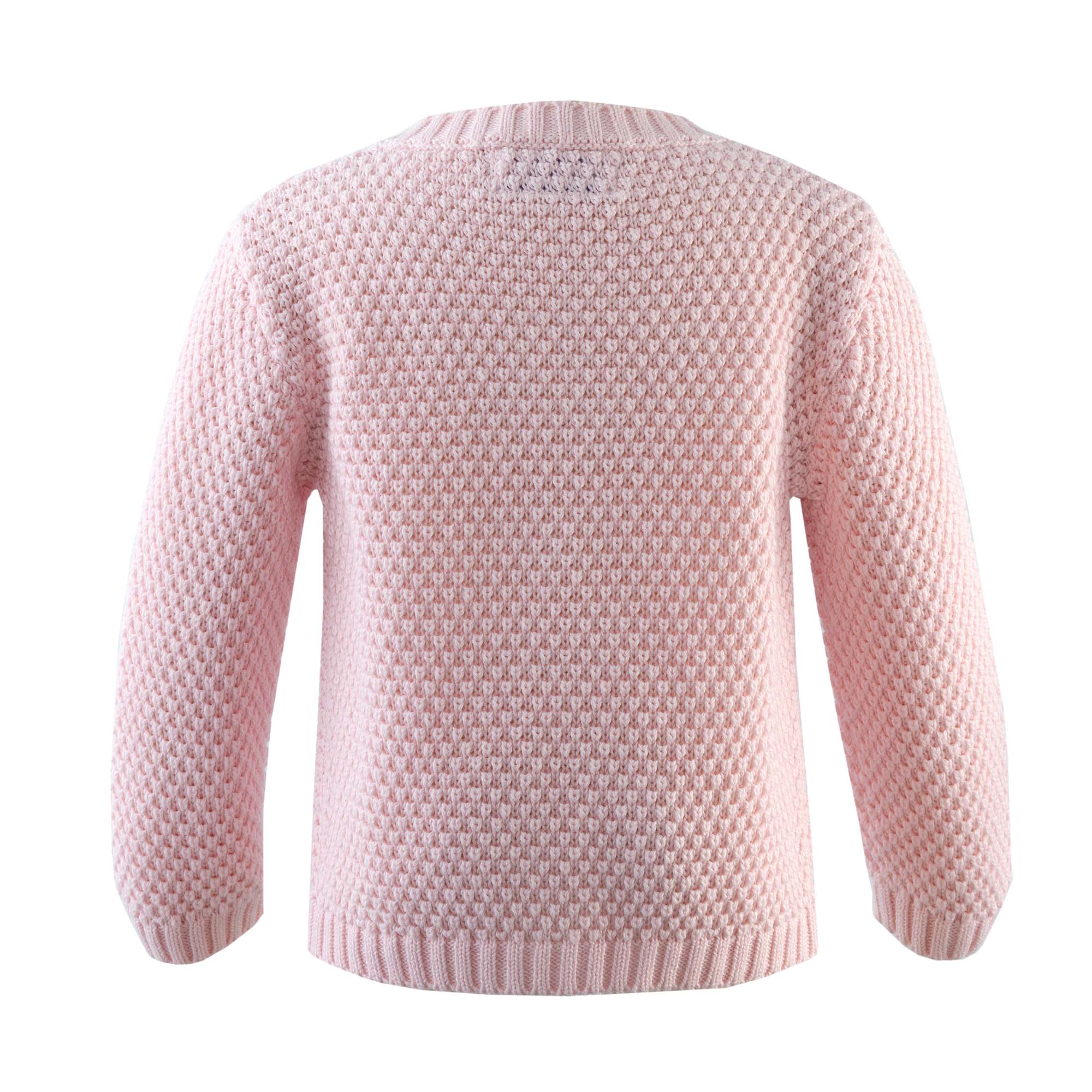 Round Neck Moss Stitch Cardigan, Pink