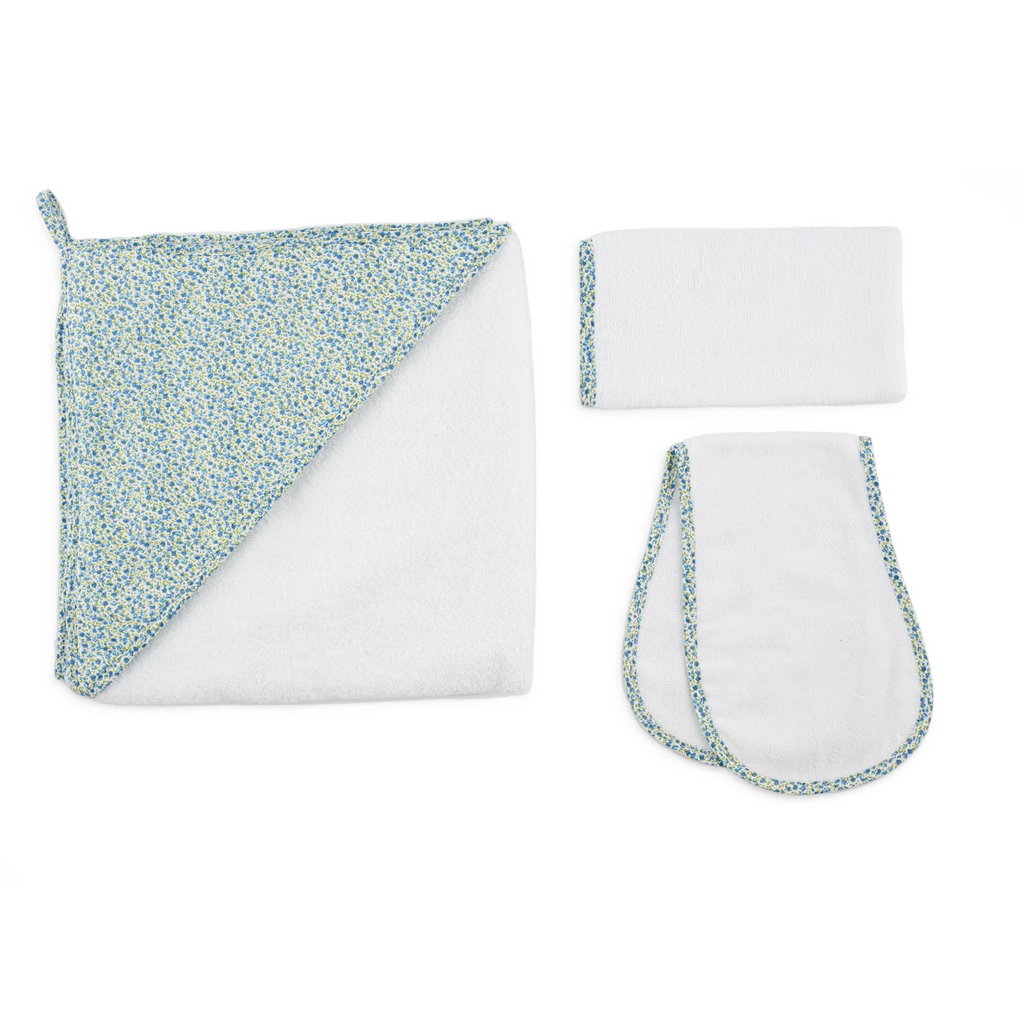 Newborn Blue Floral Sleepsack & Bath Lucky Gift Set